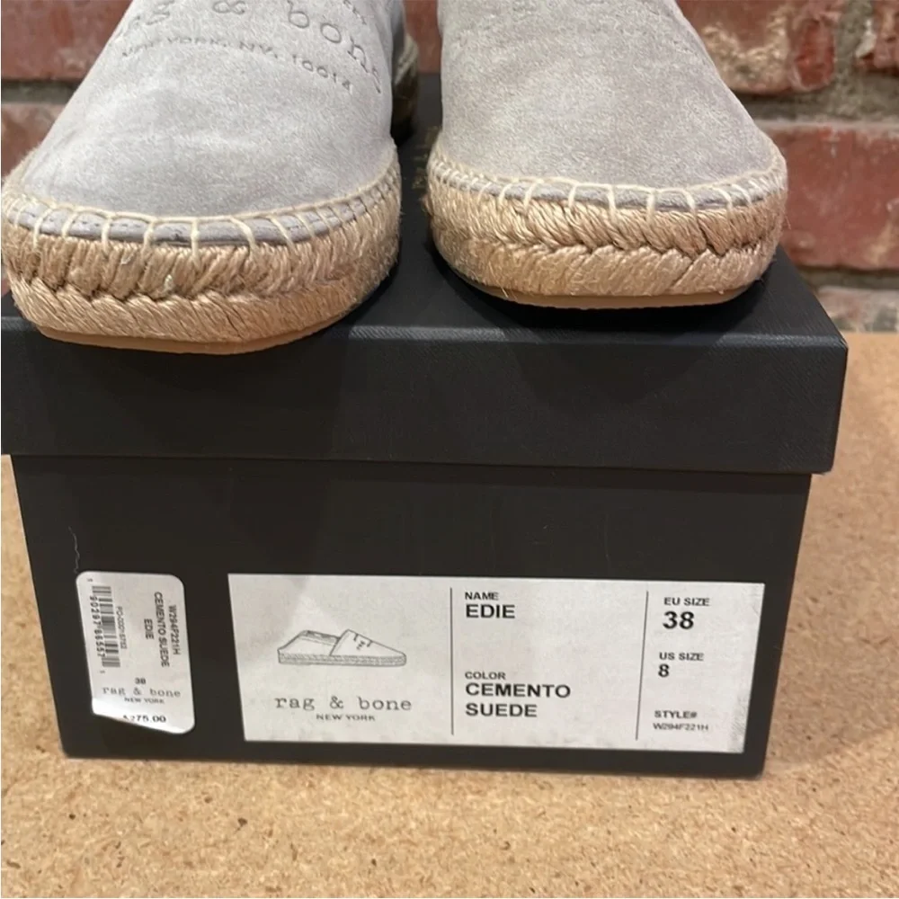NWT rag & bone Edie Espadrilles in Cemento Suede (light gray) in Size 8